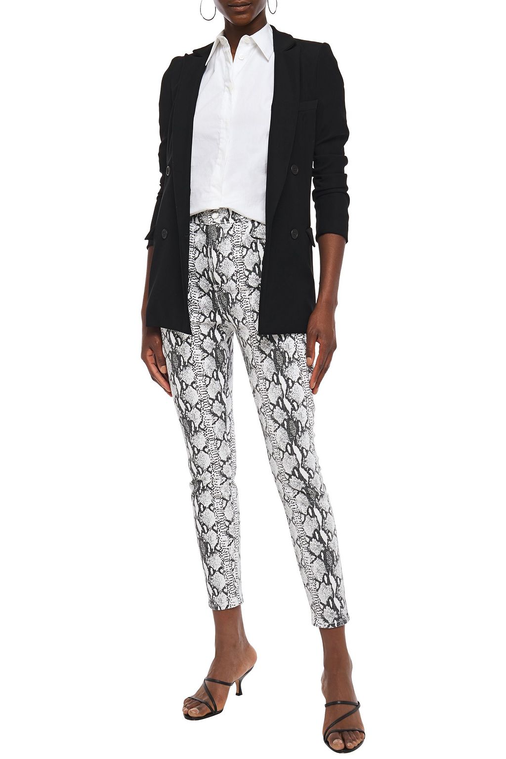 FRAME Ali cropped snake-print high-rise skinny jeans
