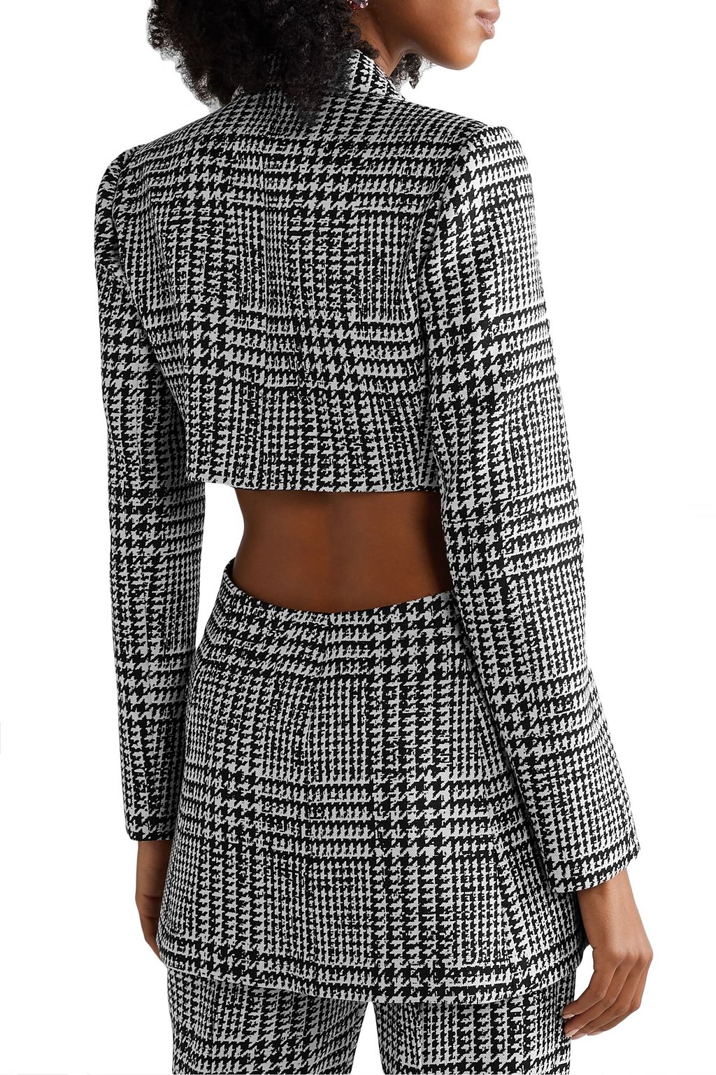 CAROLINA HERRERA Cutout houndstooth wool and silk-blend blazer