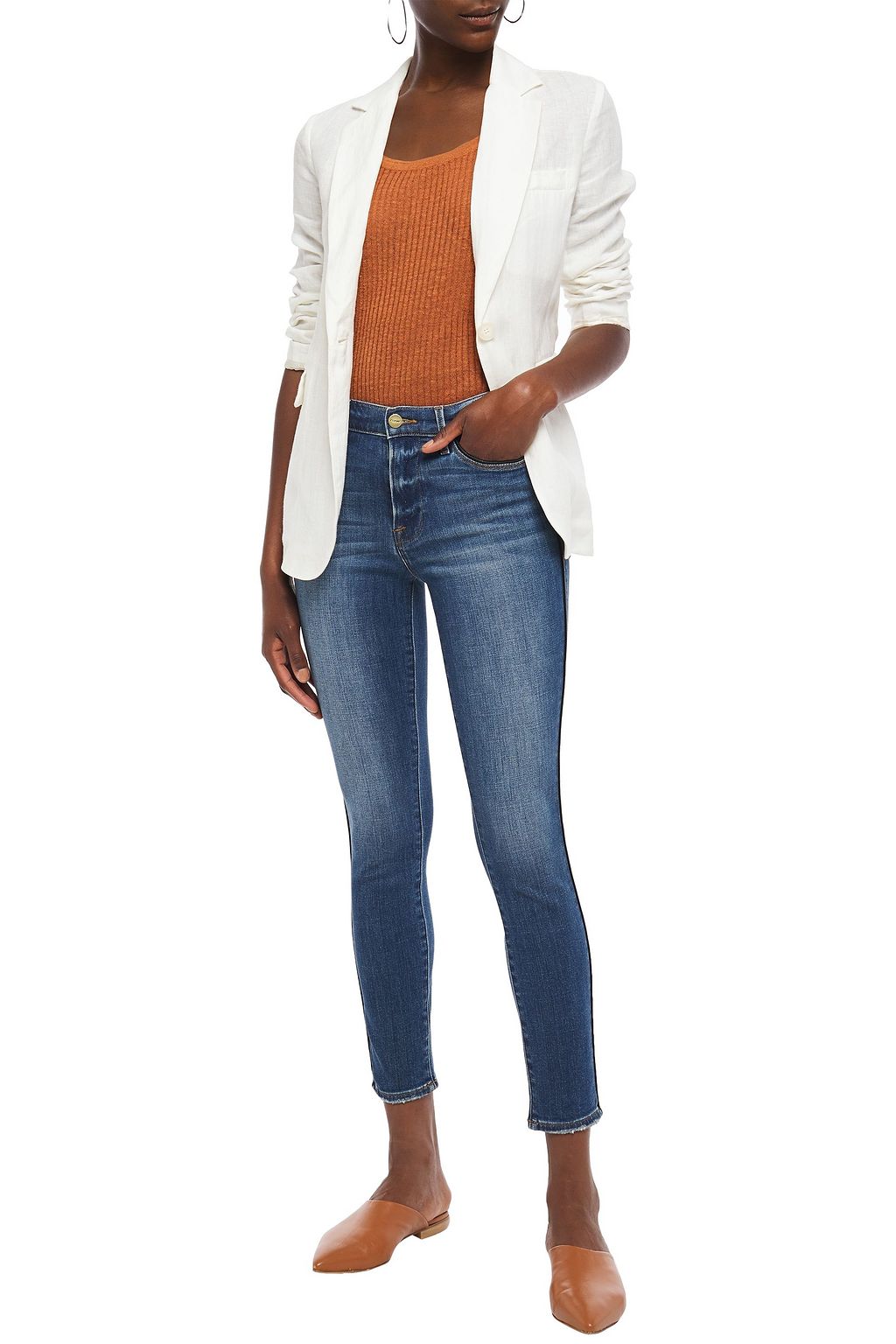 FRAME Le High Skinny faded high-rise skinny jeans