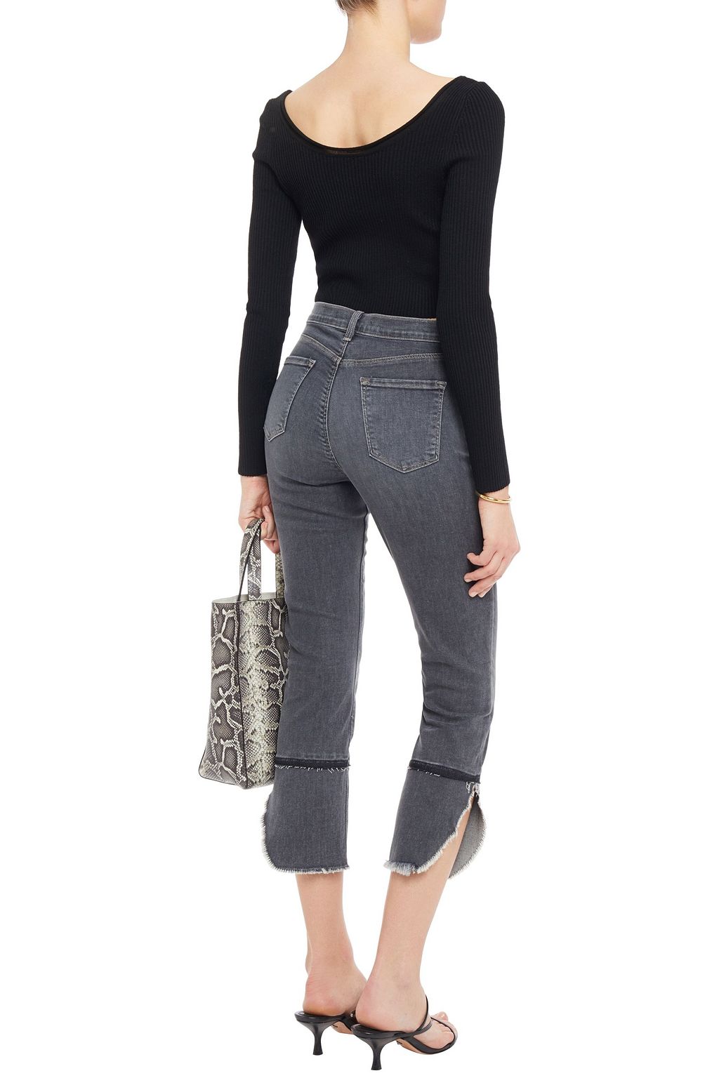 J BRAND Ruby cropped frayed high-rise skinny jeans