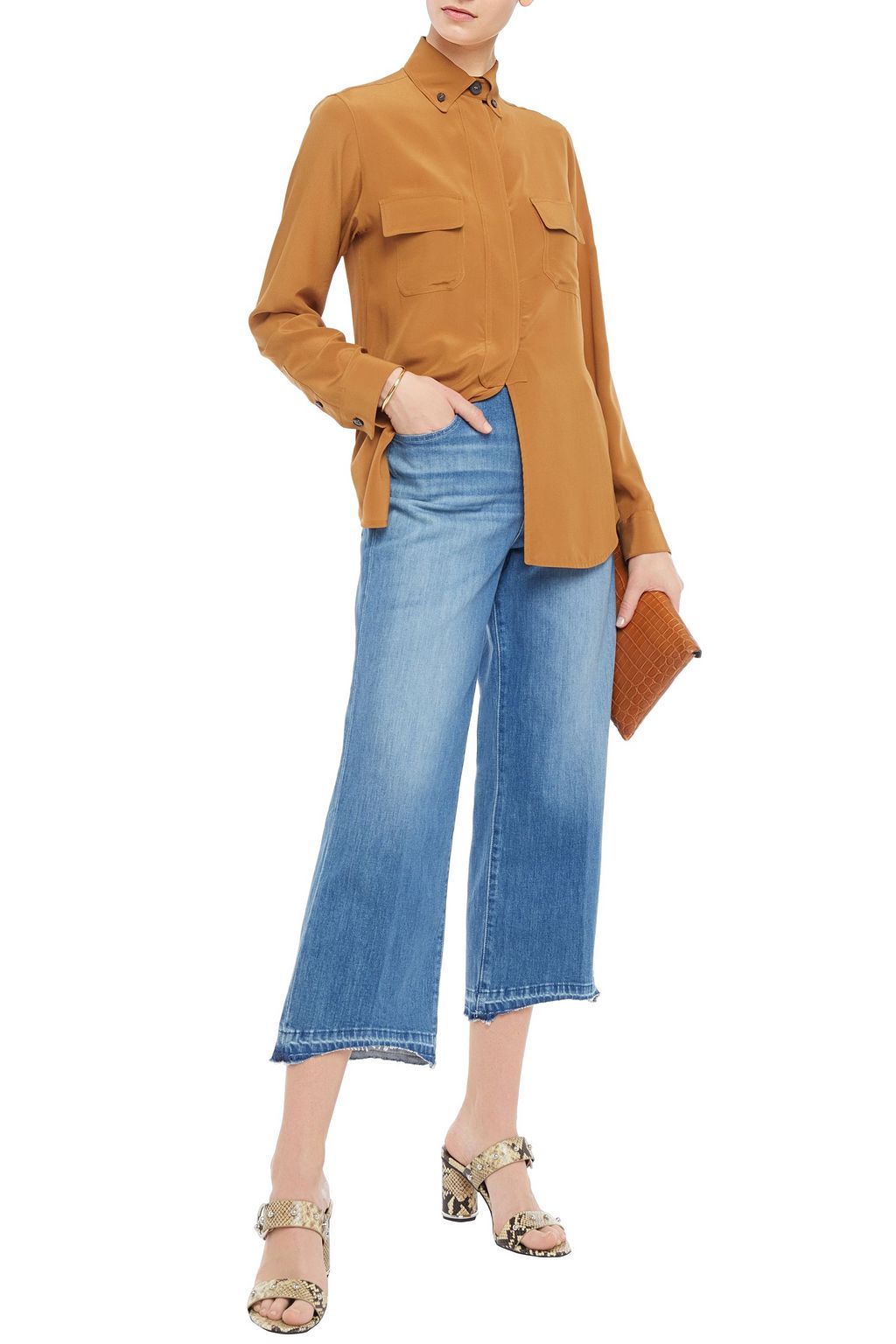 J BRAND Joan cropped faded high-rise wide-leg jeans