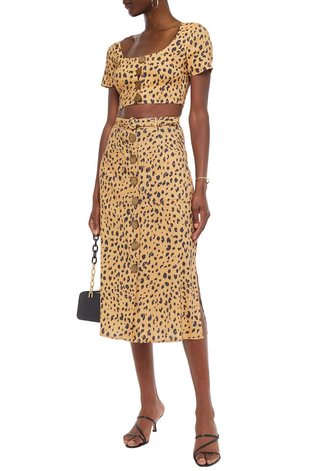 NICHOLAS Cropped leopard-print Tencel-blend top