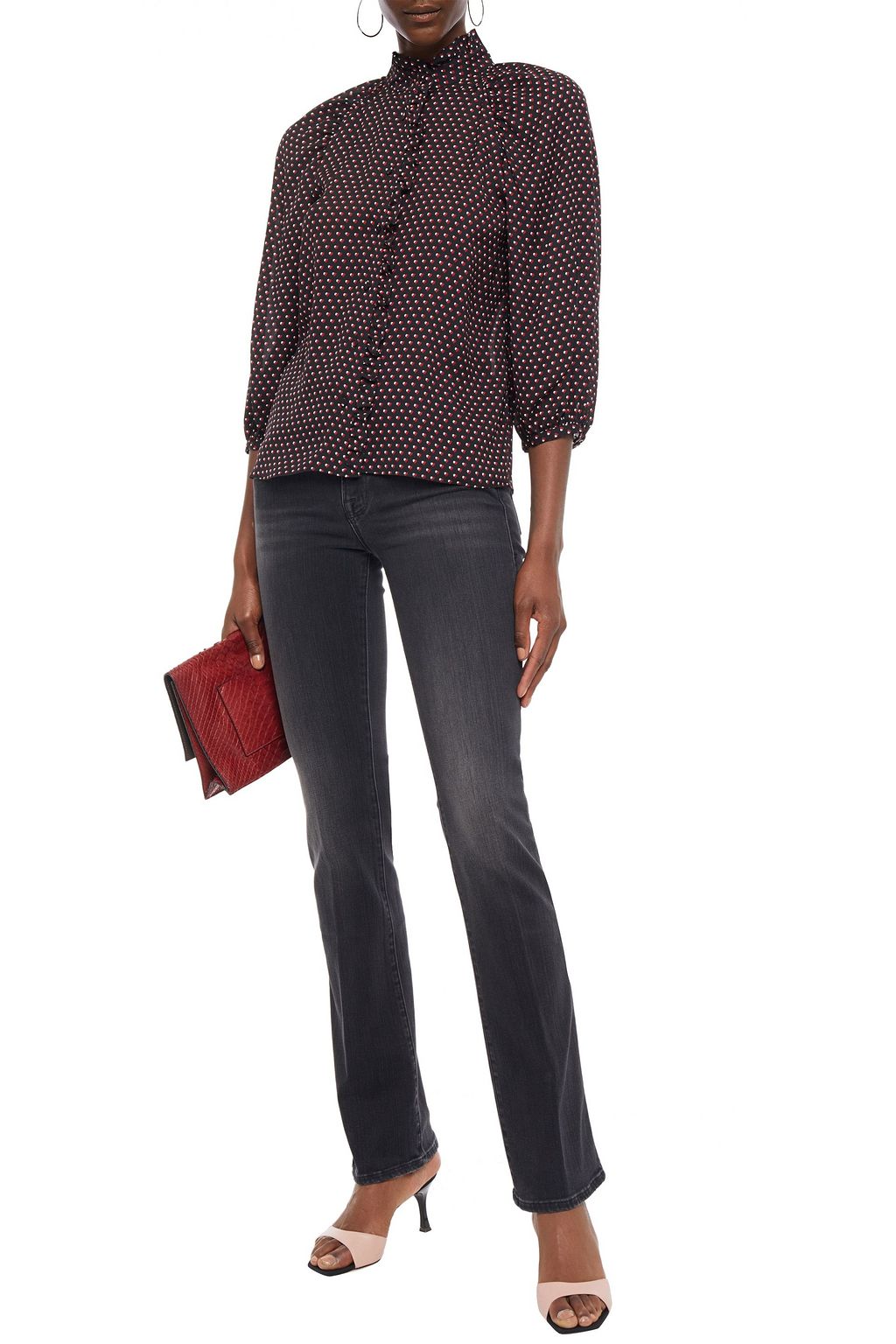 FRAME Le Mini faded high-rise bootcut jeans