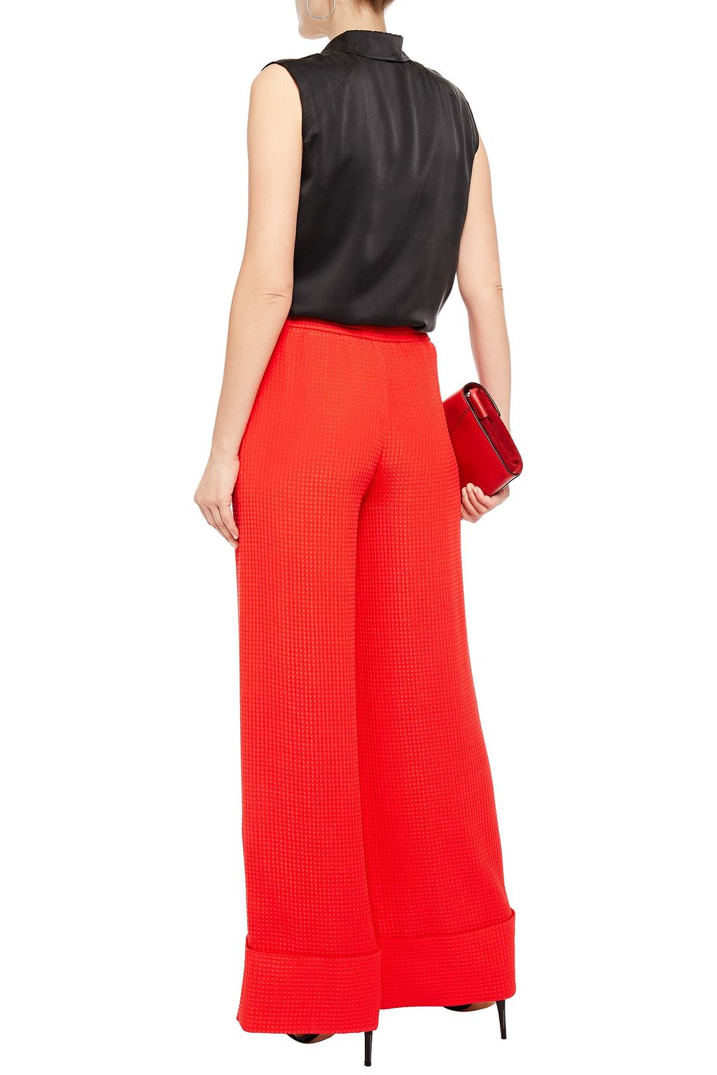 ROLAND MOURET Betterton silk-seersucker wide-leg pants