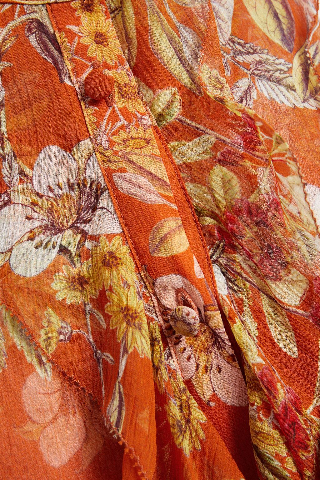 NICHOLAS Ruffled floral-print silk-crepon blouse