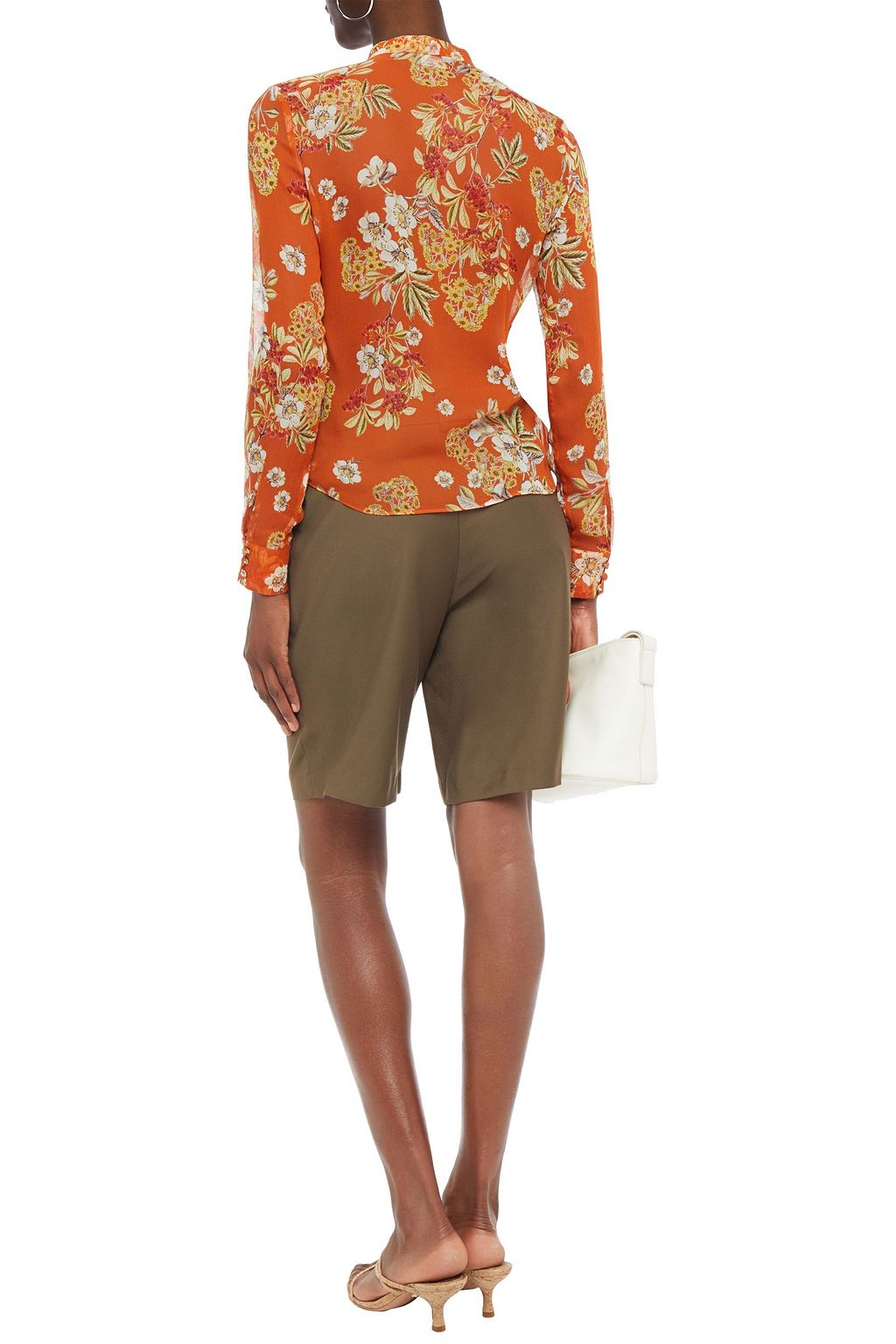 NICHOLAS Ruffled floral-print silk-crepon blouse