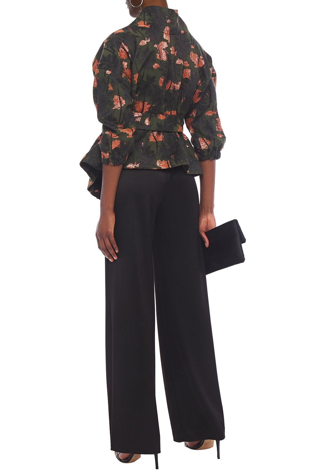 STELLA JEAN Belted metallic cotton-blend jacquard jacket