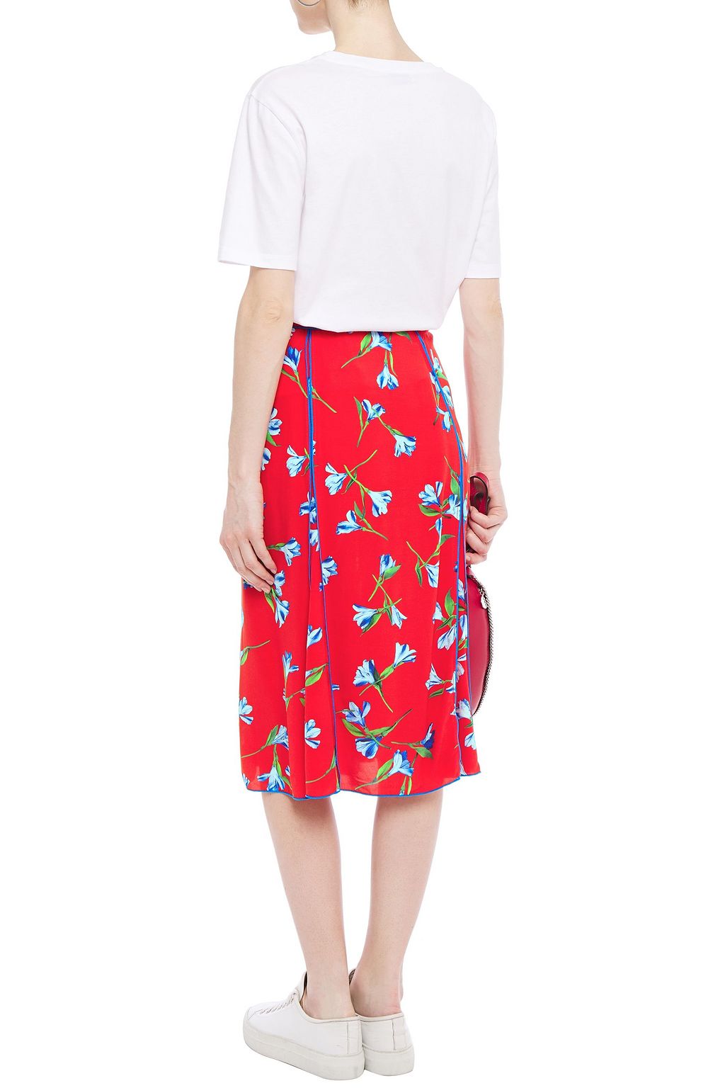 RAG & BONE Floral-print crepe de chine wrap skirt
