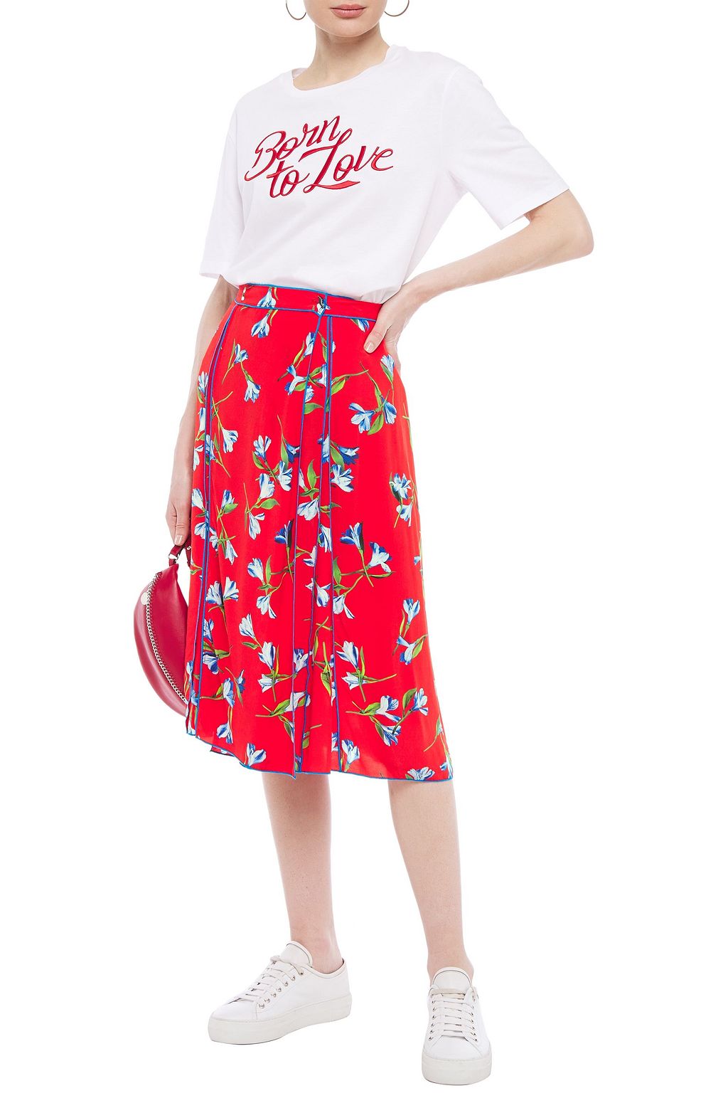 RAG & BONE Floral-print crepe de chine wrap skirt