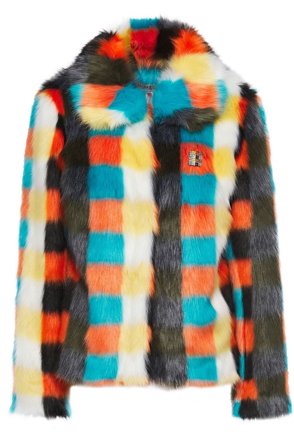 multicolor faux fur jacket