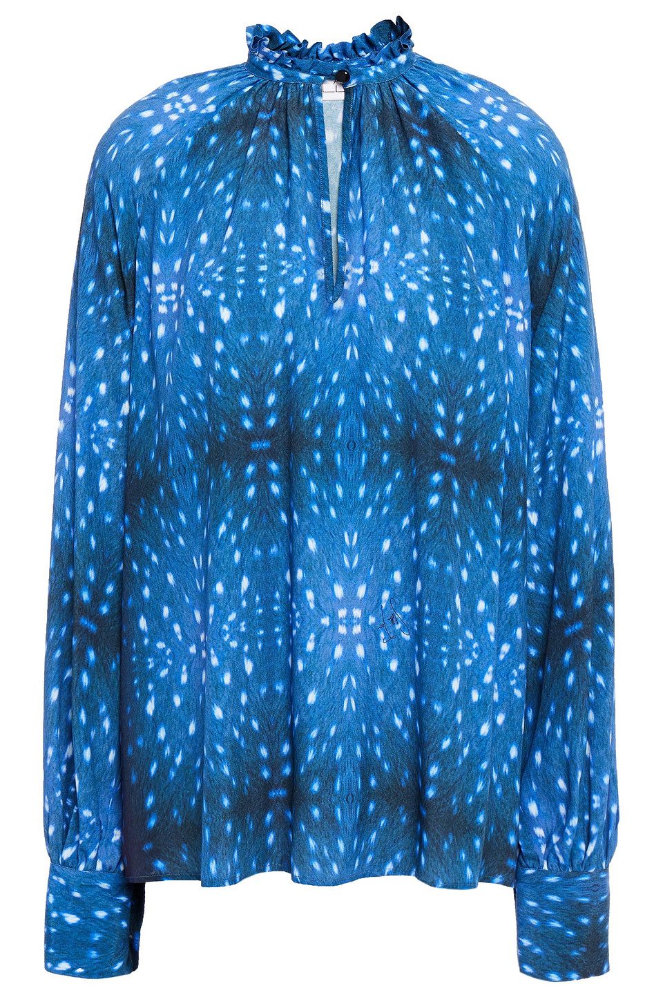 Stella Jean Woman Ruffle-trimmed Printed Crepe Blouse Blue Size 38