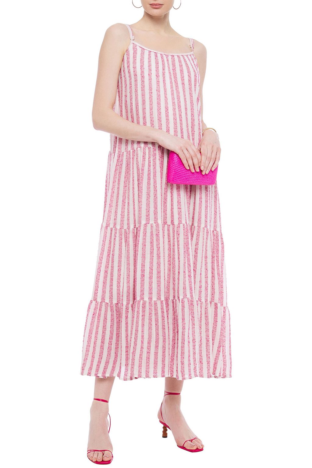 Pink Margo gathered metallic striped 