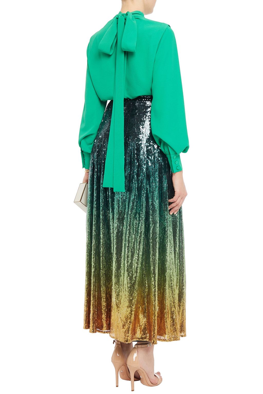 MARY KATRANTZOU Dégradé sequined tulle maxi skirt
