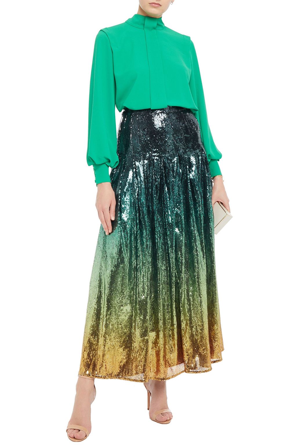 MARY KATRANTZOU Dégradé sequined tulle maxi skirt