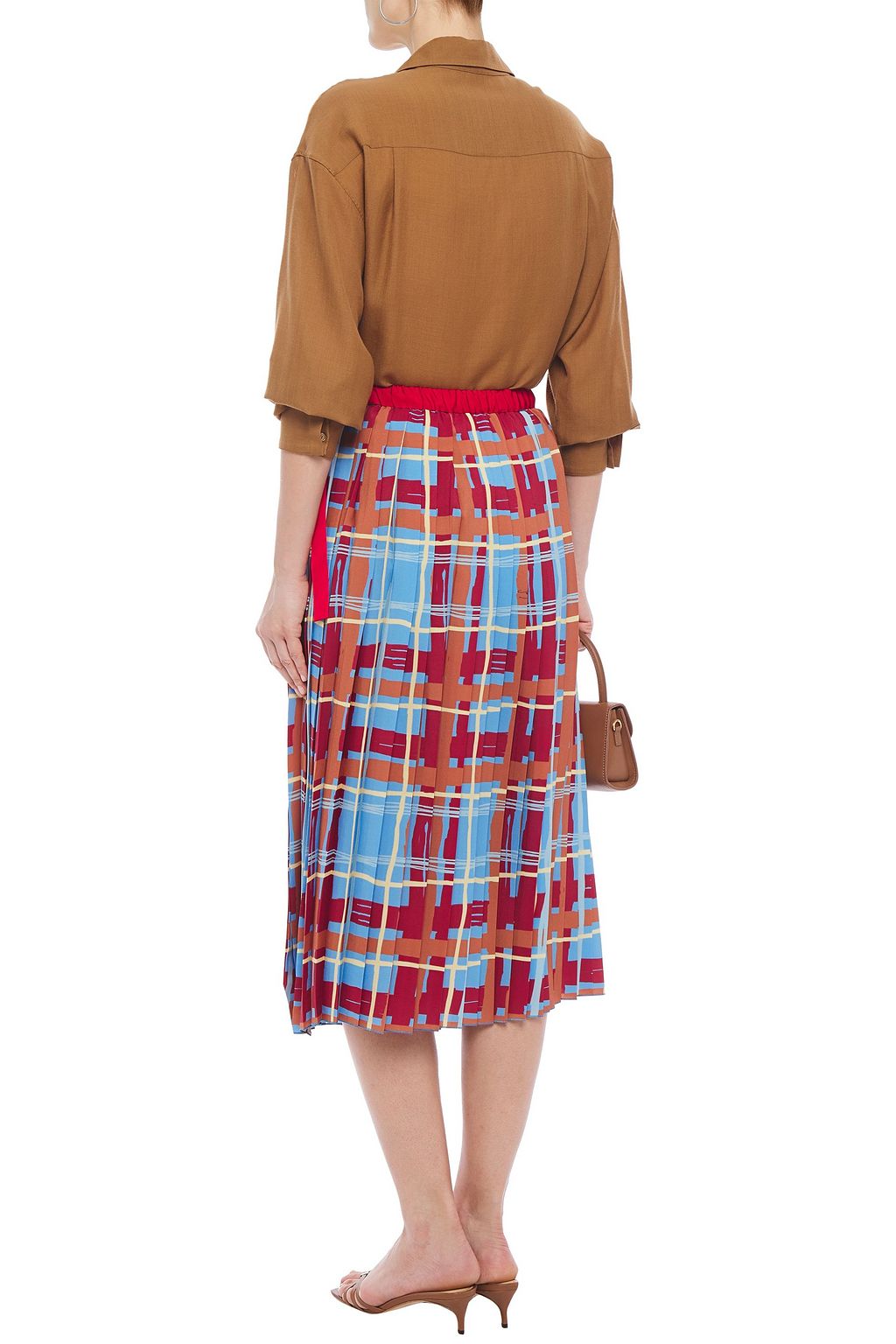 STELLA JEAN Pleated printed crepe de chine midi wrap skirt