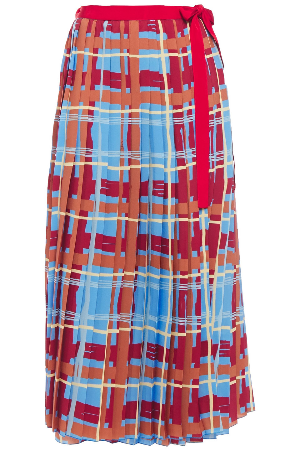 Stella Jean Woman Pleated Printed Crepe De Chine Midi Wrap Skirt Light Blue Size 40