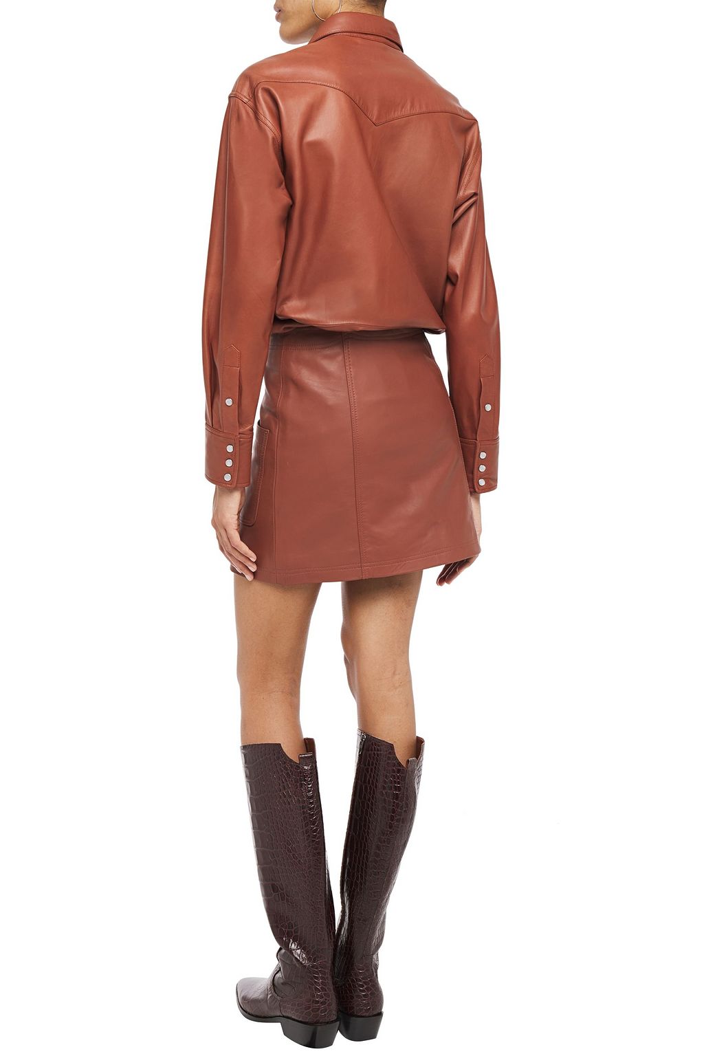 WALTER BAKER Jamie zip-detailed leather mini skirt