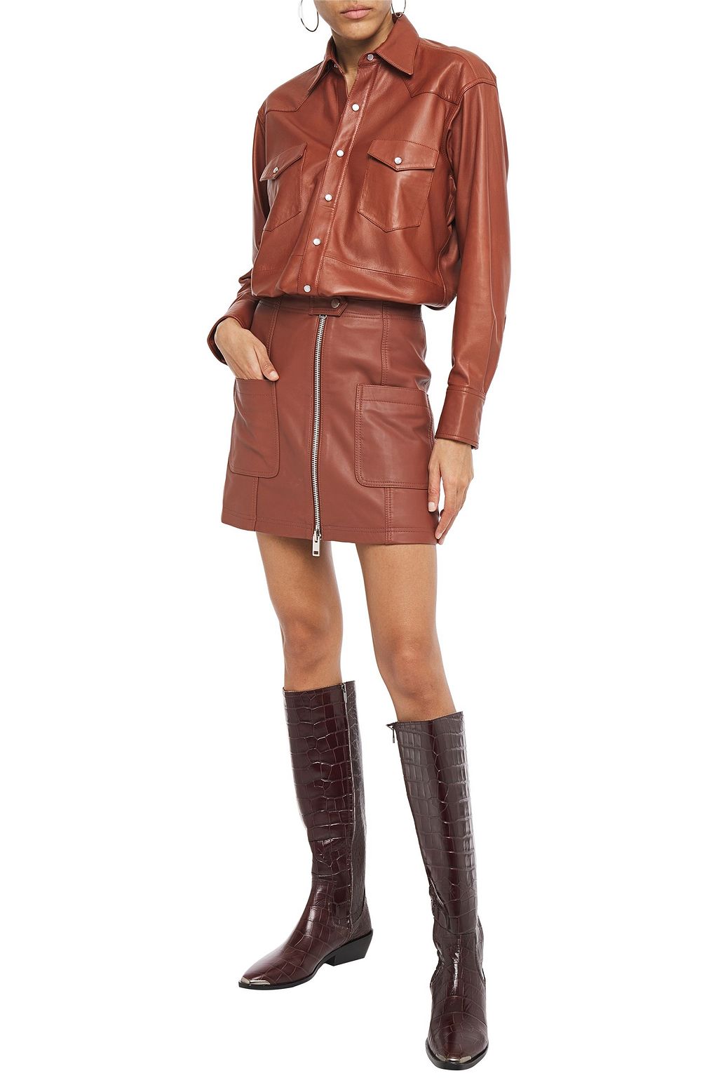 WALTER BAKER Jamie zip-detailed leather mini skirt