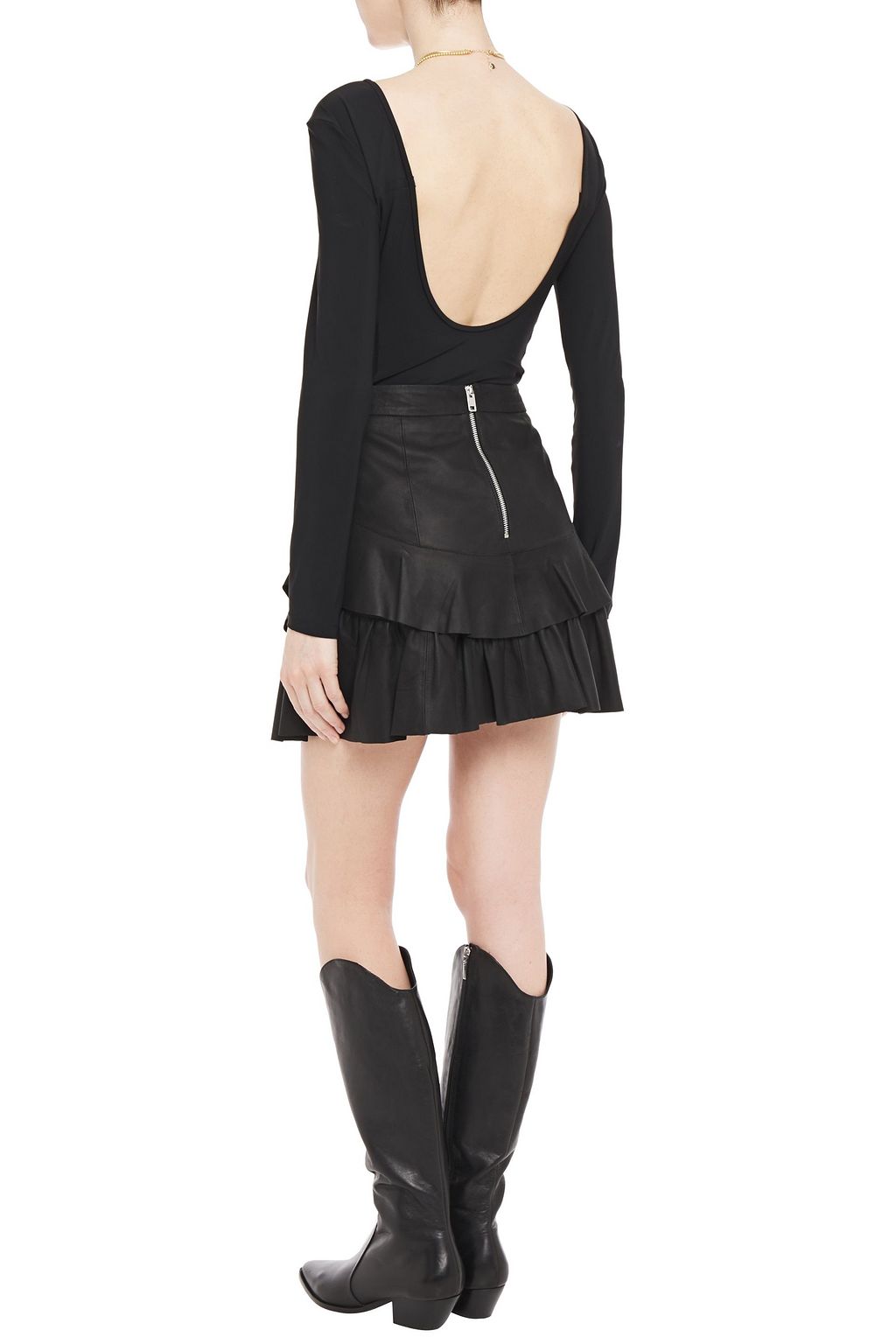 WALTER BAKER Marni tiered leather mini skirt