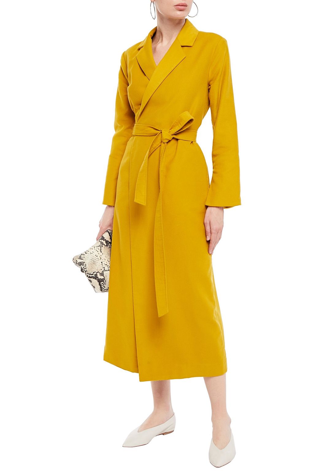 DEVEAUX Modal and cotton-blend midi wrap dress