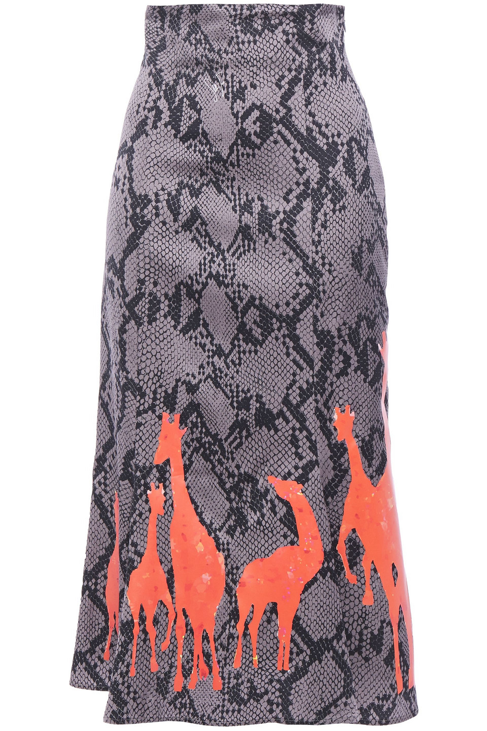 Stella Jean Woman Printed Satin Midi Skirt Gray Size 42