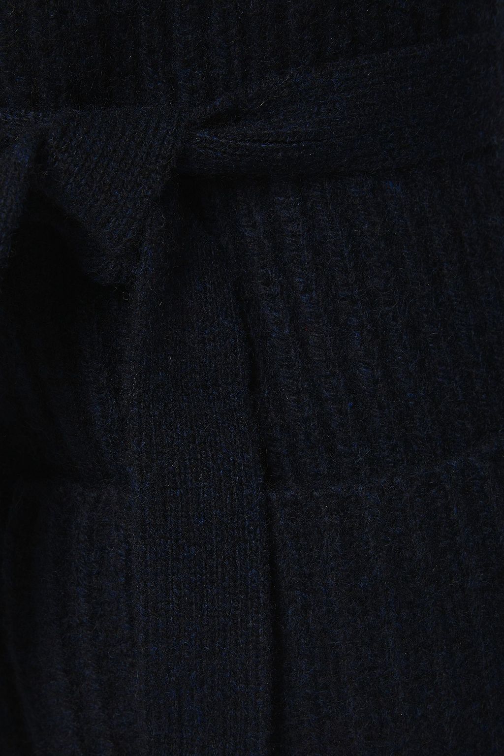 DEVEAUX Belted ribbed cashmere cardigan