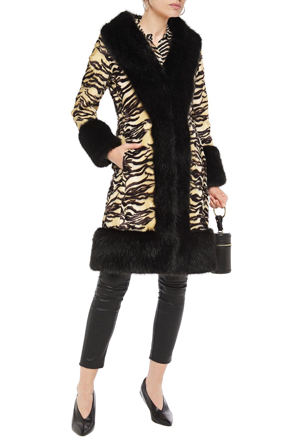 SHRIMPS Vivien tiger-print faux fur coat