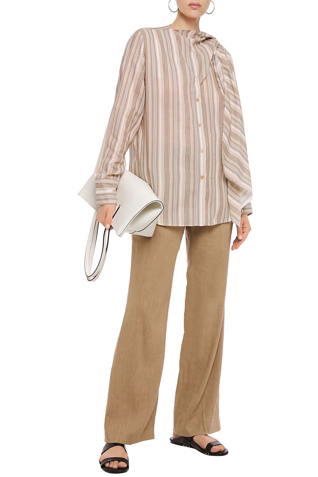 ACNE STUDIOS Sue tie-neck striped cotton-voile blouse