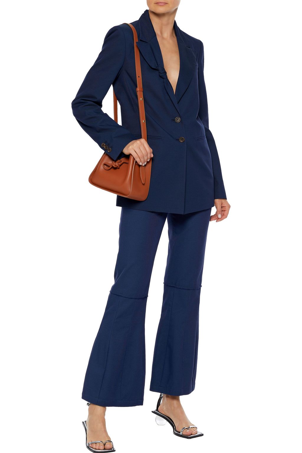 BY ANY OTHER NAME Bow-embellished cotton-blend twill blazer