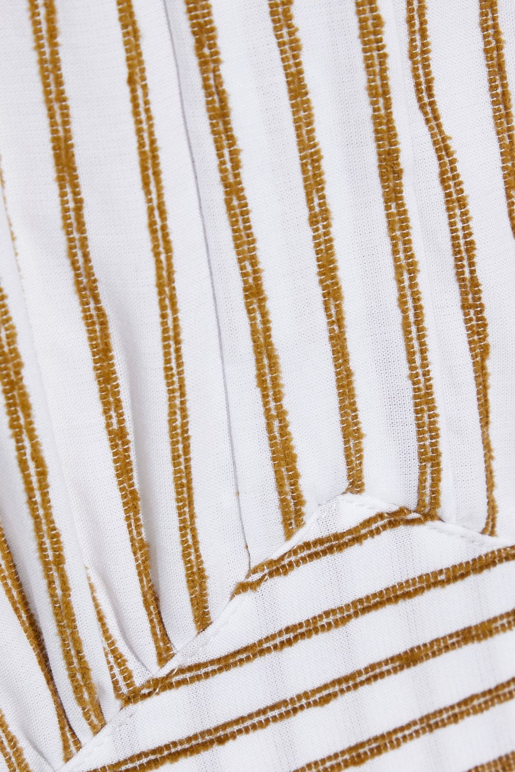 BY ANY OTHER NAME Gathered pinstriped velvet and cotton midi dress