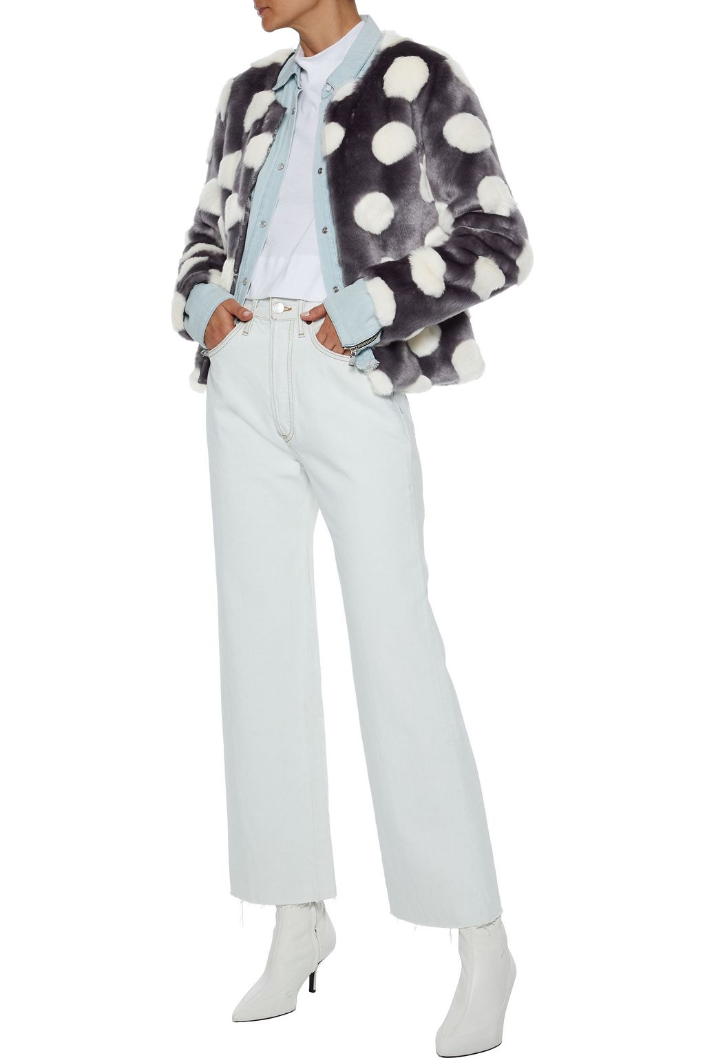 UNREAL FUR Bubbles polka-dot faux fur jacket