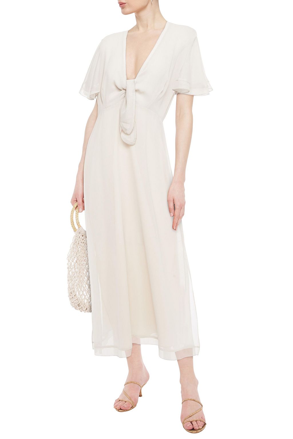 CHARLI Svea knotted georgette midi dress