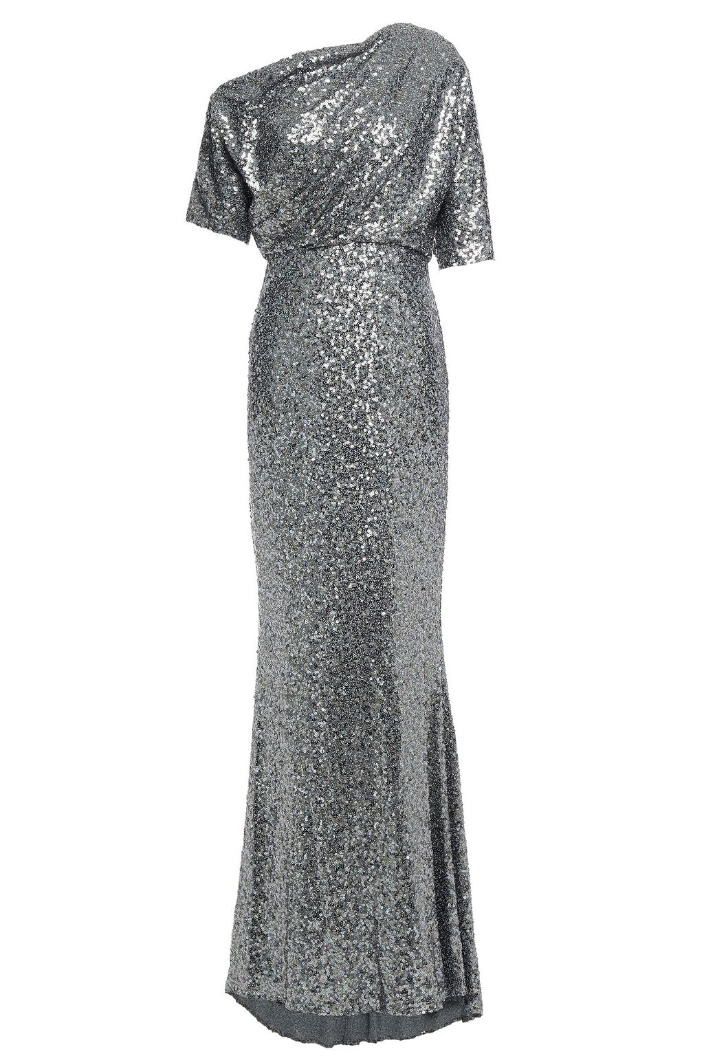 badgley mischka silver gown