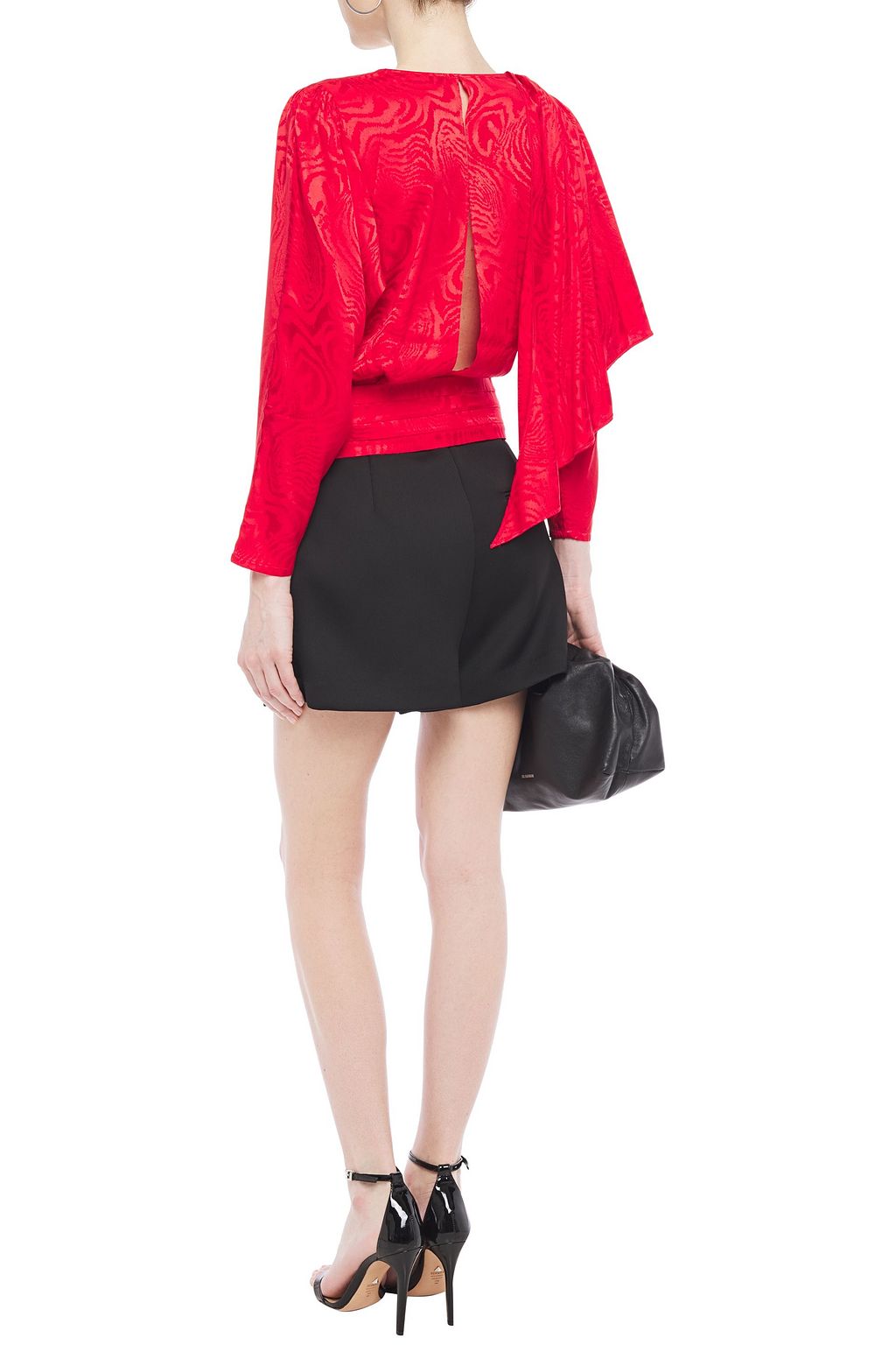 RONNY KOBO Draped satin-jacquard blouse