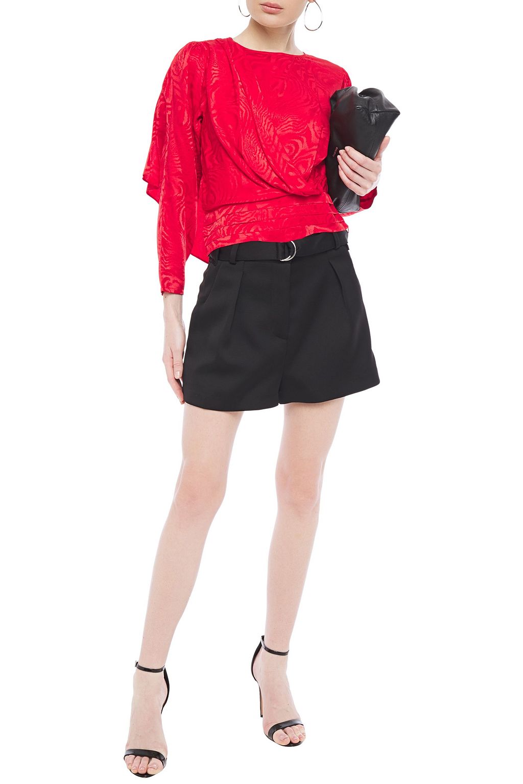 RONNY KOBO Draped satin-jacquard blouse