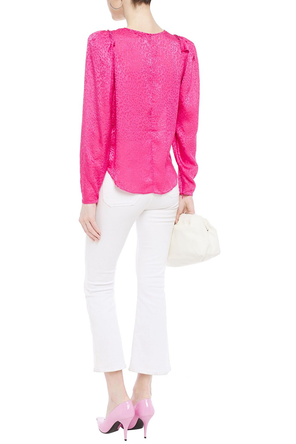 RONNY KOBO Chiara gathered devoré-velvet blouse