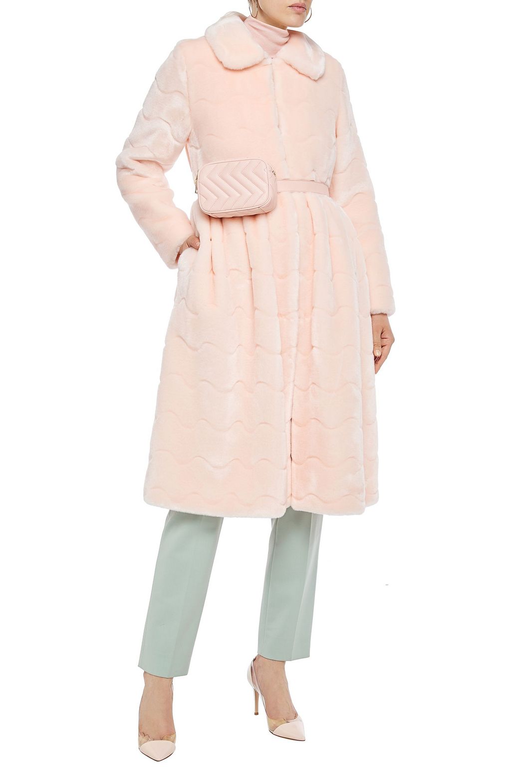 SHRIMPS Barbara gathered quilted faux fur coat