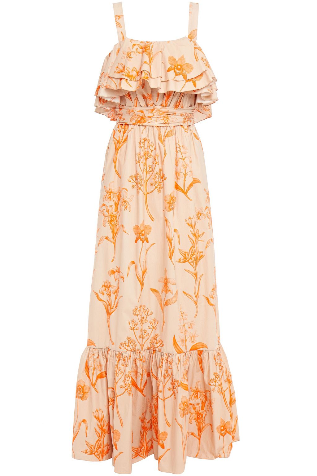 JOHANNA ORTIZ Ruffled floral-print cotton-poplin maxi dress | Sale up ...