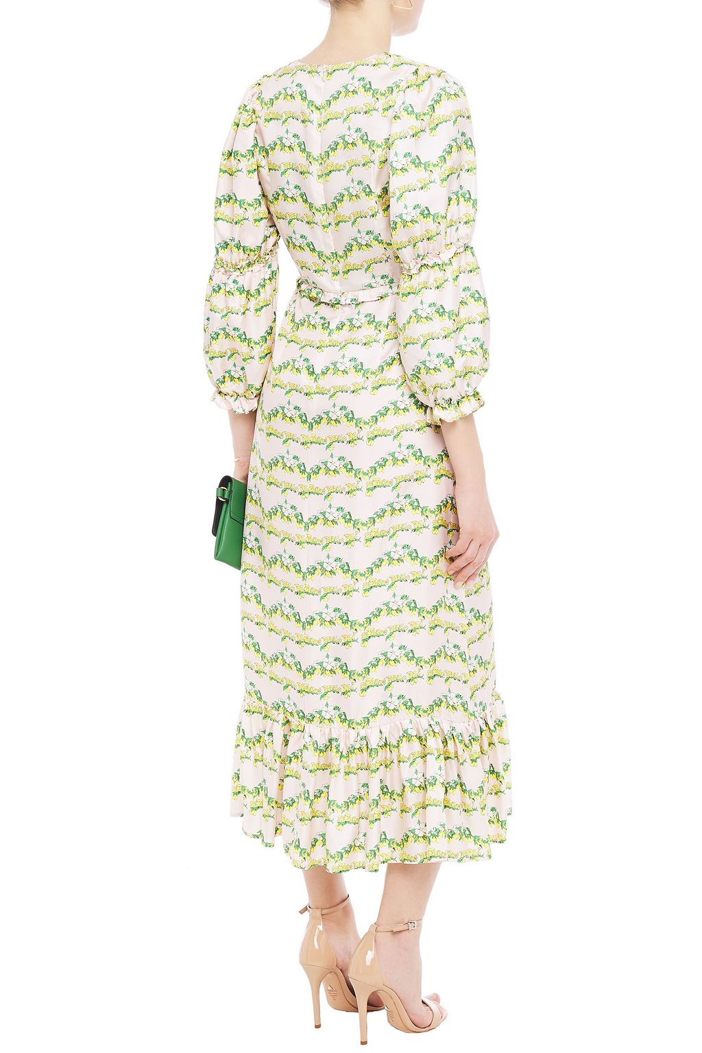 SHRIMPS Rosemary ruffle-trimmed floral-print silk-twill midi dress