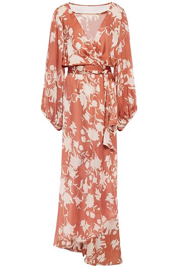 botanical georgette wrap dress