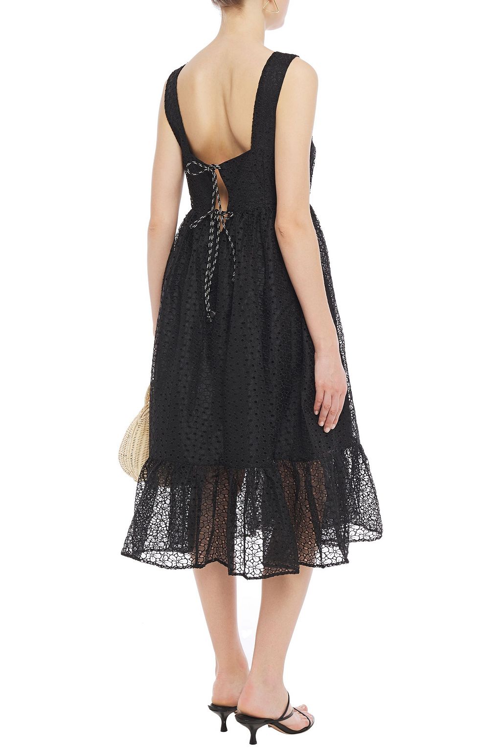 SHRIMPS Sylvia fluted broderie anglaise organza midi dress