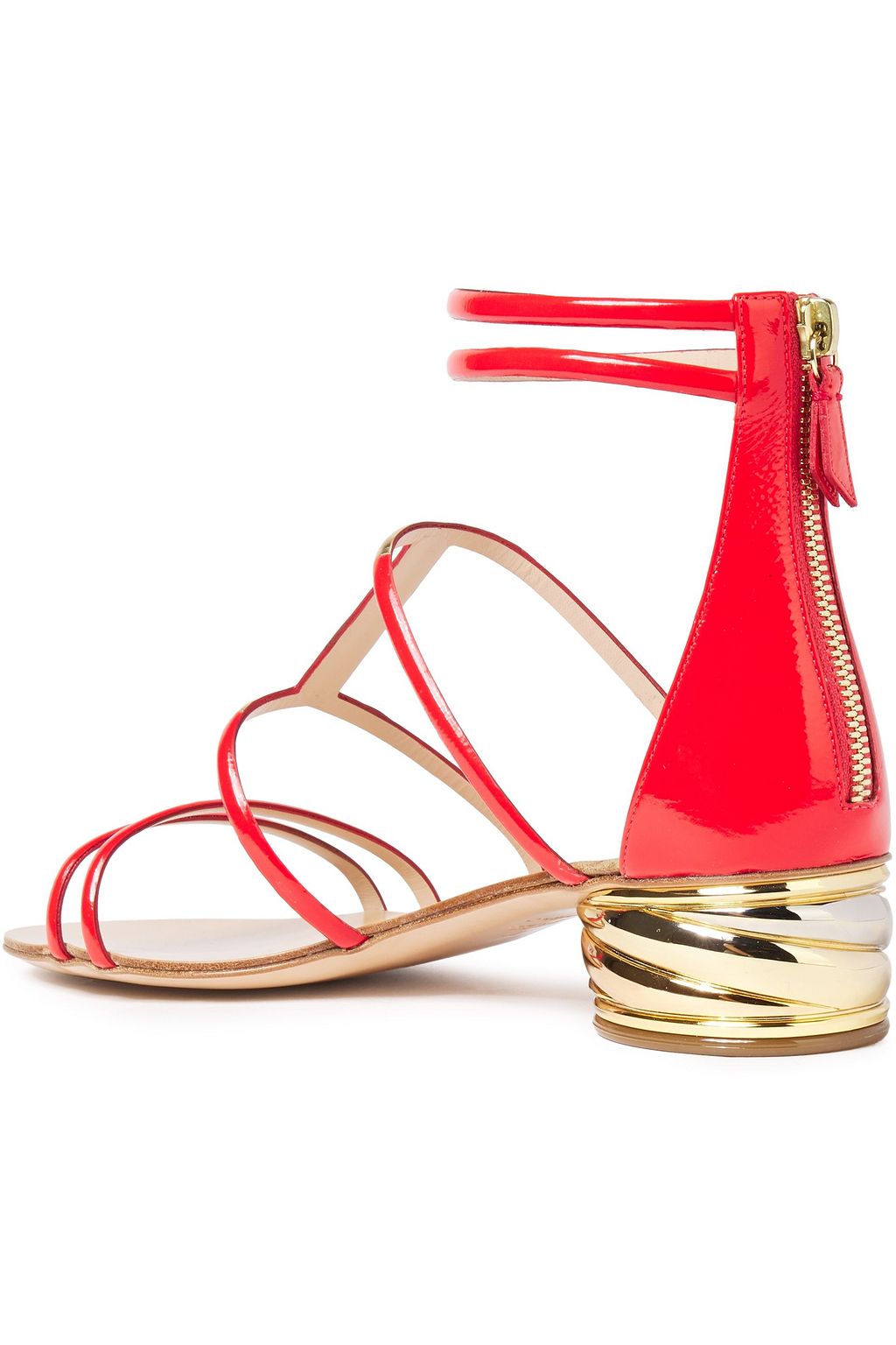 CASADEI Metallic-trimmed patent-leather sandals