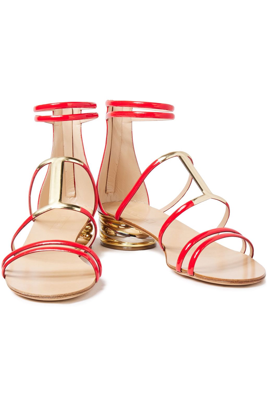 CASADEI Metallic-trimmed patent-leather sandals