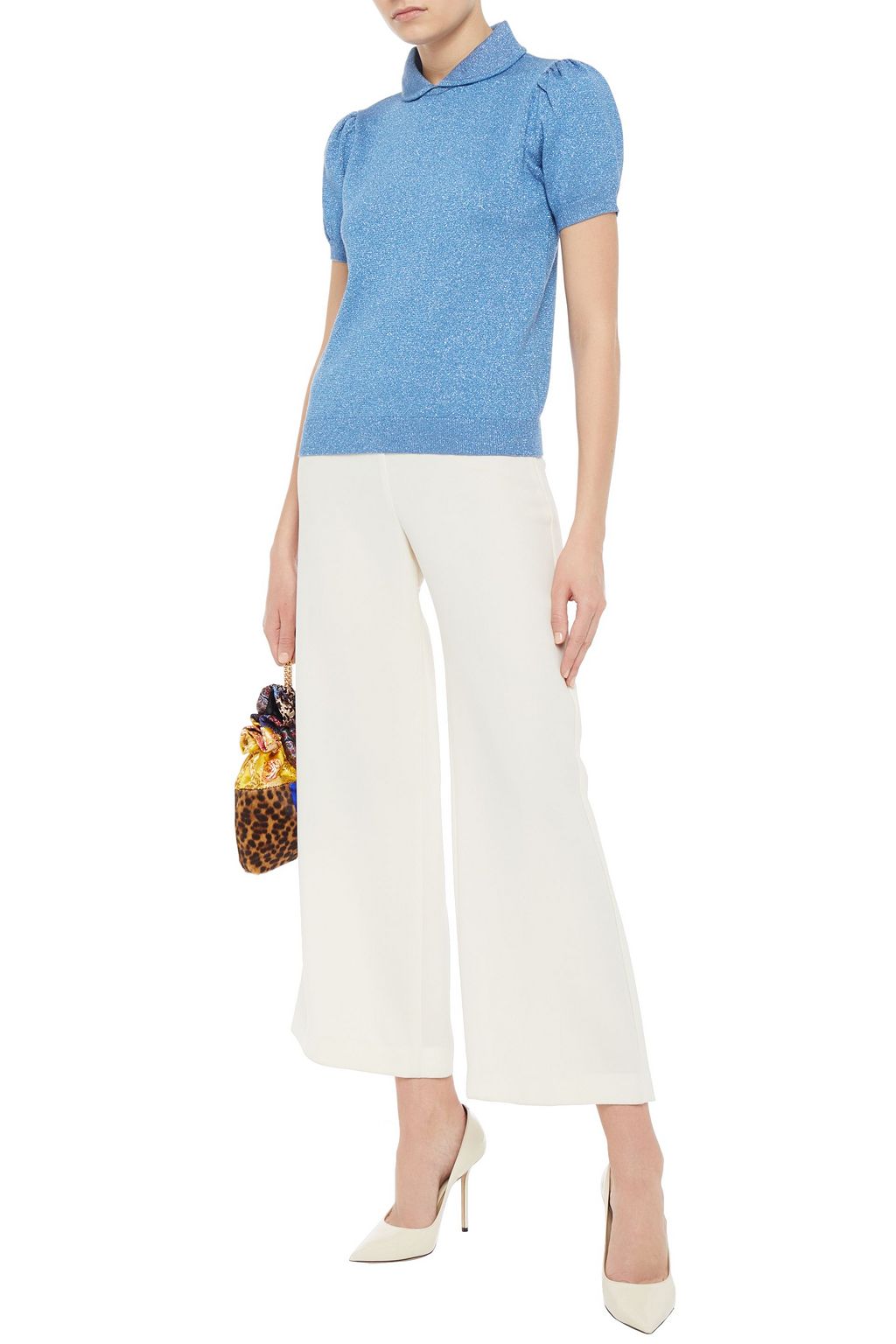 SHRIMPS Clement metallic merino wool-blend top