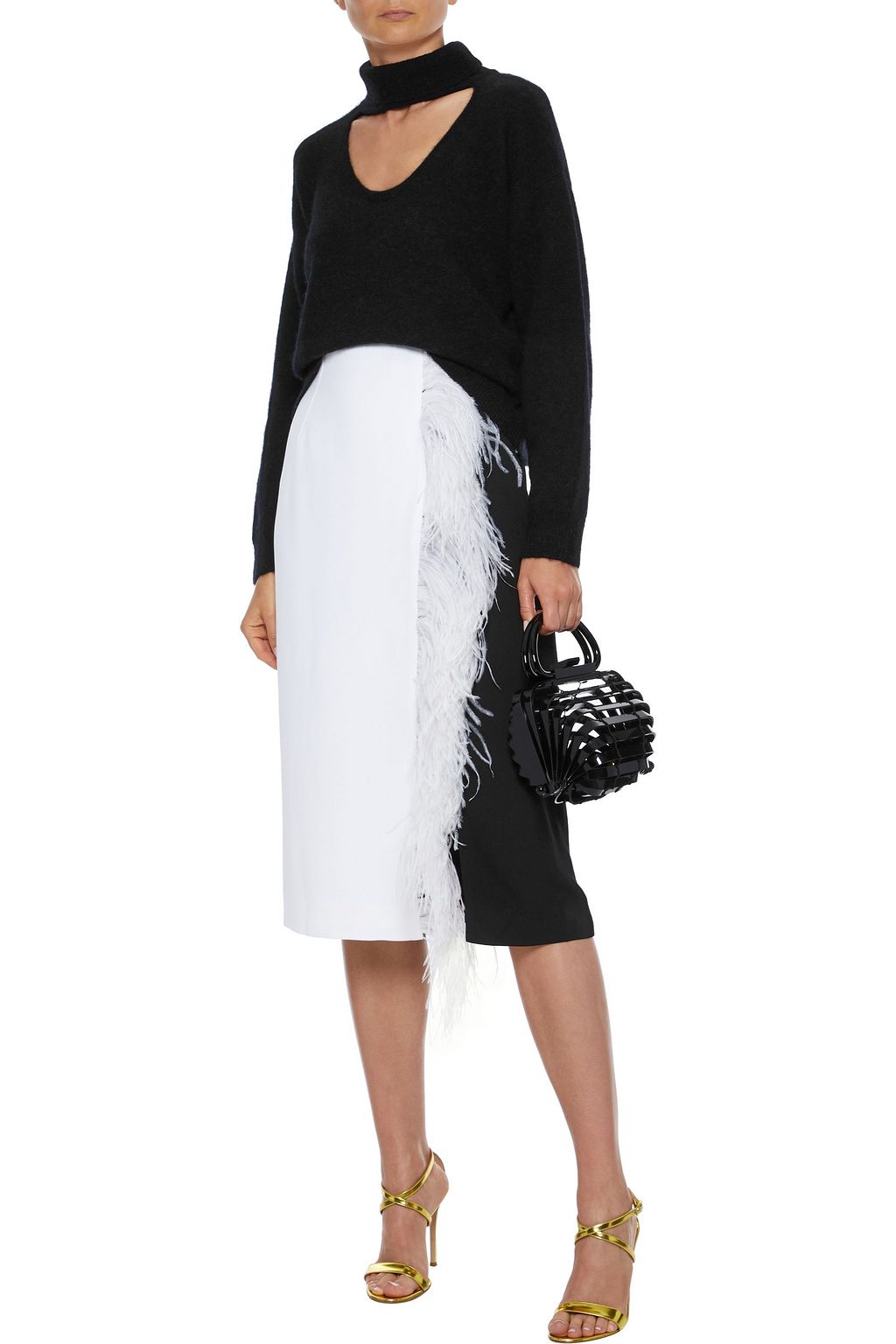 MICHELLE MASON Cutout knitted turtleneck sweater