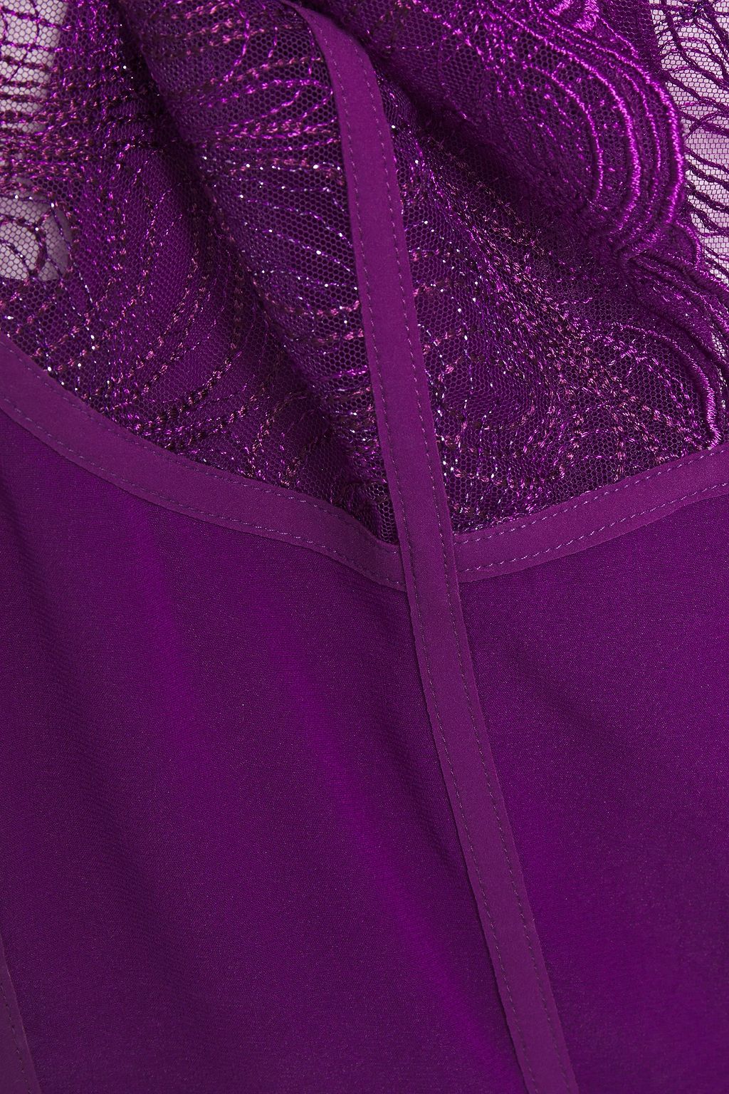 LA PERLA Lace-paneled stretch-silk crepe pajama top