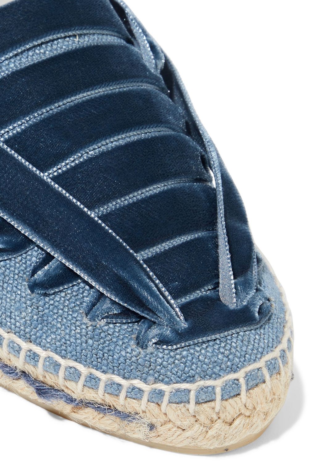 CASTAÑER Grace velvet-trimmed linen and cotton-blend canvas espadrilles