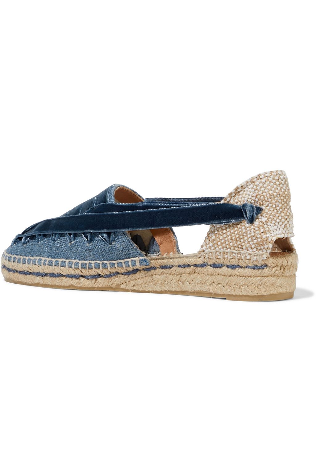 CASTAÑER Grace velvet-trimmed linen and cotton-blend canvas espadrilles