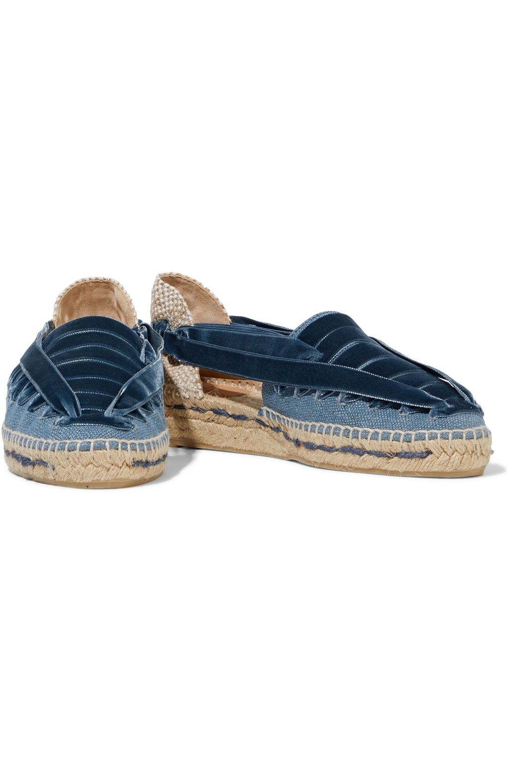 CASTAÑER Grace velvet-trimmed linen and cotton-blend canvas espadrilles