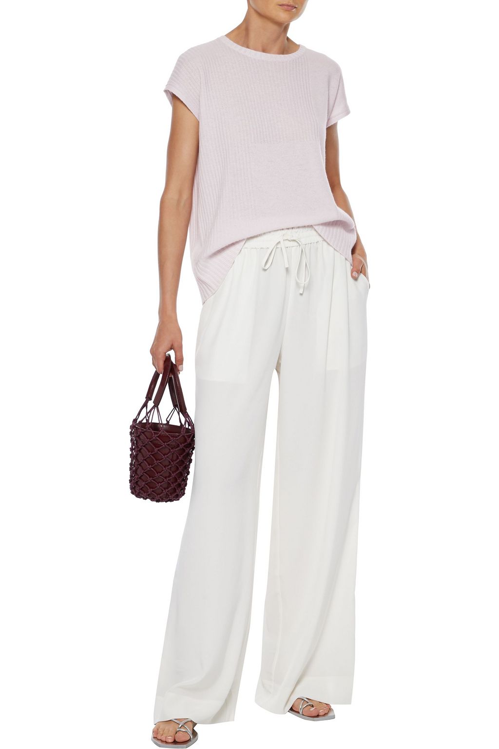 DUFFY Wrap-effect ribbed cashmere top